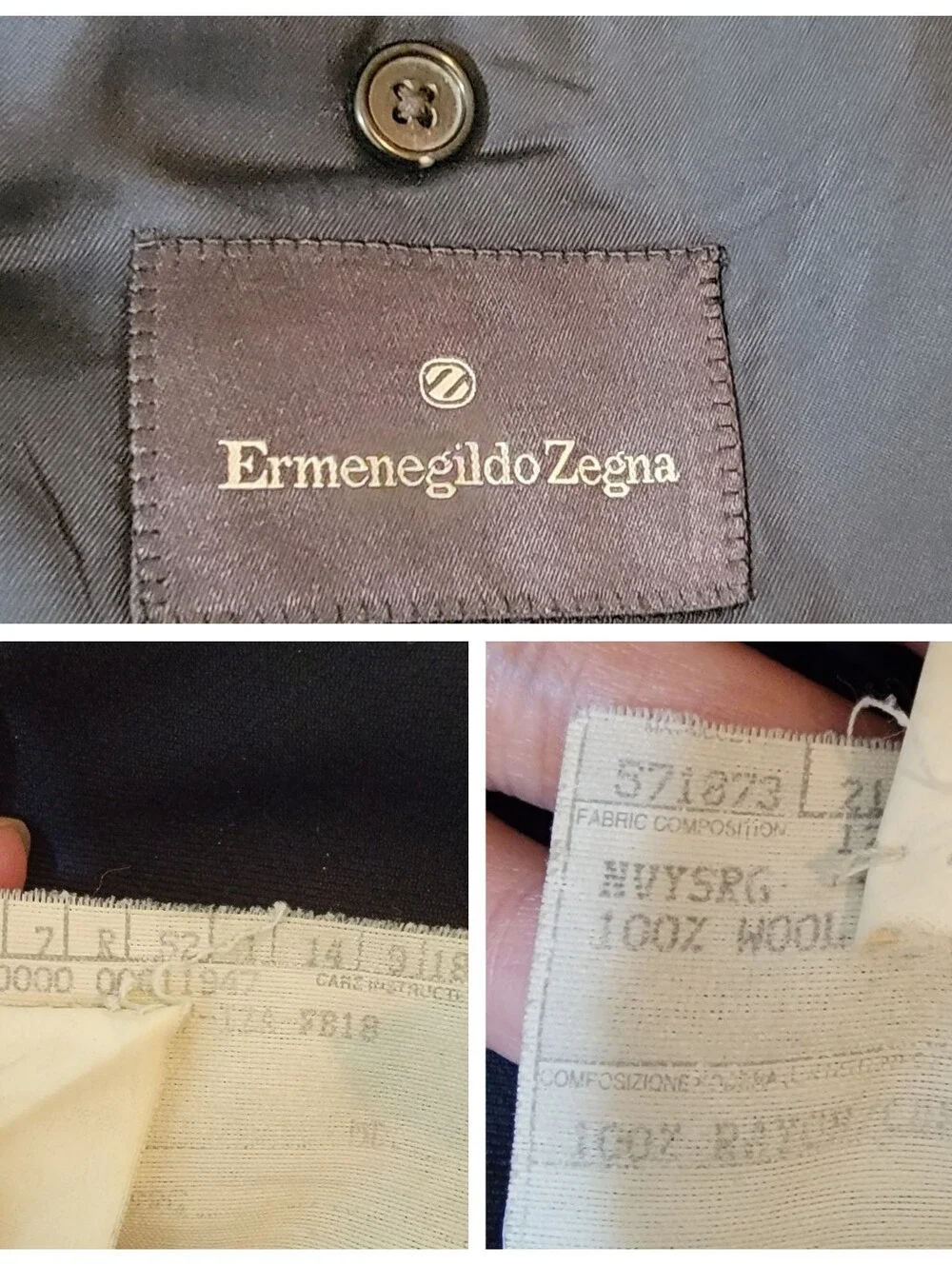 Ermenegildo Zegna Navy Blue 100% Wool 2-Button Suit Jacket Blazer Men's Sz 52R